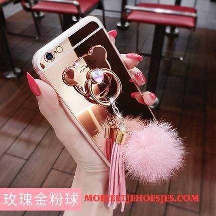 Lg G4 Siliconen Trend Gesp Rose Goud Ring Hoesje Telefoon Pompom