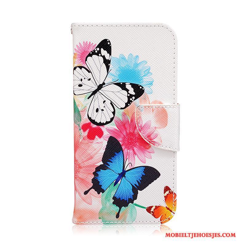 Lg G5 Leren Etui Bescherming Hoes Hoesje Telefoon Blauw Geschilderd Spotprent