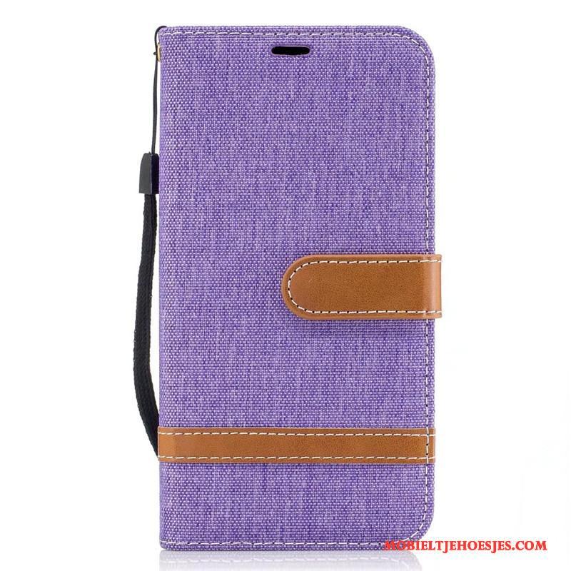 Lg K10 2017 Bescherming Hoes Denim Purper Mobiele Telefoon Hoesje