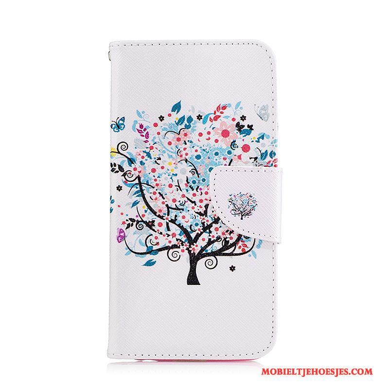 Lg K10 2017 Folio Leren Etui Hoesje Telefoon Geschilderd Bescherming Zwart