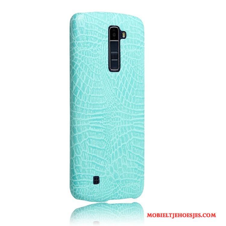 Lg K10 Leren Etui Hoes Achterklep Hoesje Telefoon Rood Krokodil Bescherming