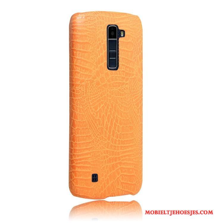 Lg K10 Leren Etui Hoes Achterklep Hoesje Telefoon Rood Krokodil Bescherming