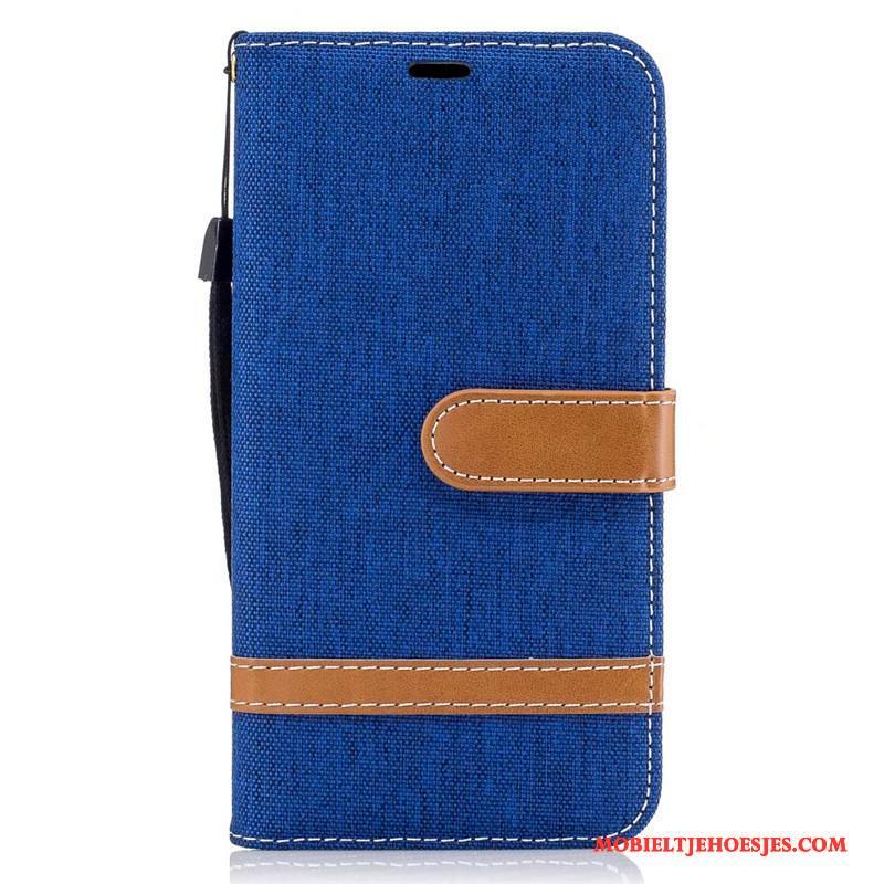 Lg K10 Nieuw Denim Bescherming Clamshell Portemonnee Blauw Hoesje