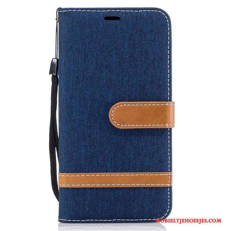 Lg K10 Nieuw Denim Bescherming Clamshell Portemonnee Blauw Hoesje