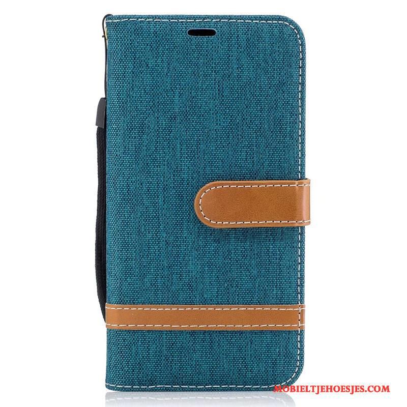 Lg K10 Nieuw Denim Bescherming Clamshell Portemonnee Blauw Hoesje