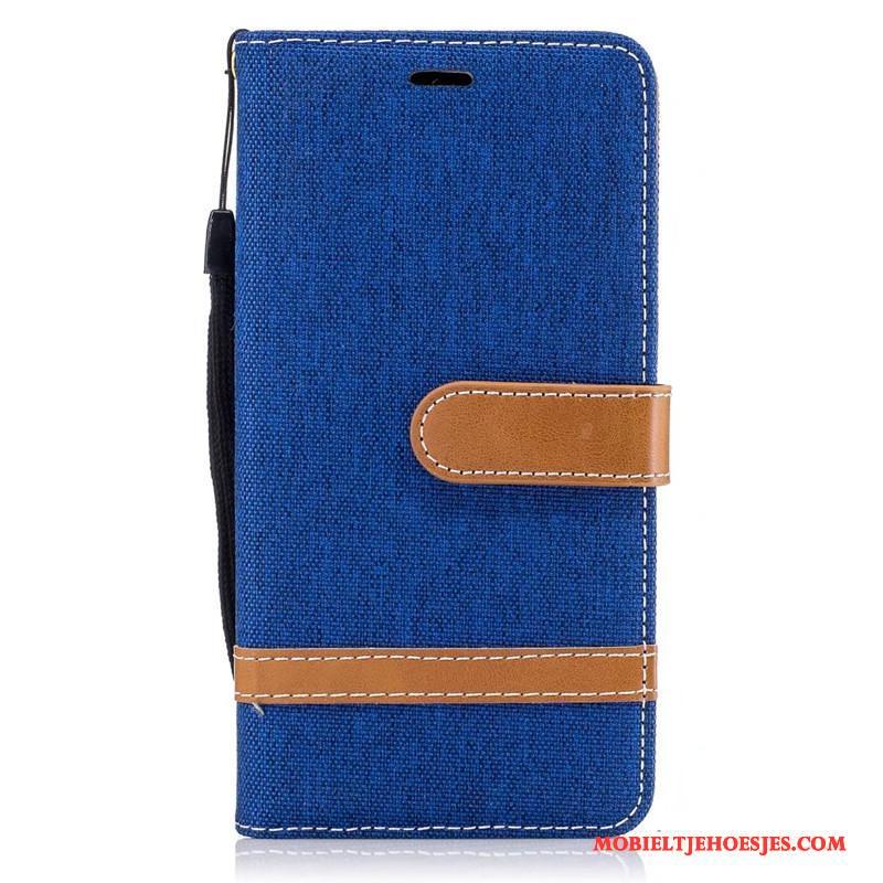 Lg K8 2017 Hoesje Hoes Denim Folio Blauw Mobiele Telefoon Portemonnee Bescherming