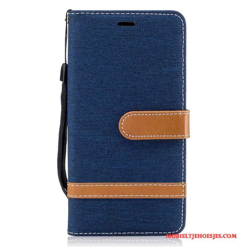 Lg K8 2017 Hoesje Hoes Denim Folio Blauw Mobiele Telefoon Portemonnee Bescherming