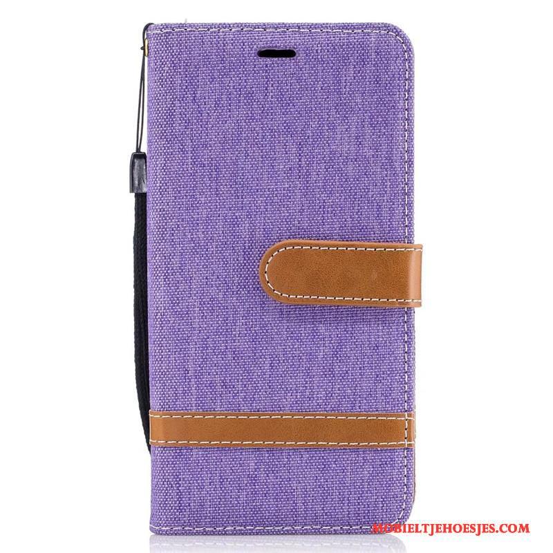 Lg K8 2017 Hoesje Hoes Denim Folio Blauw Mobiele Telefoon Portemonnee Bescherming