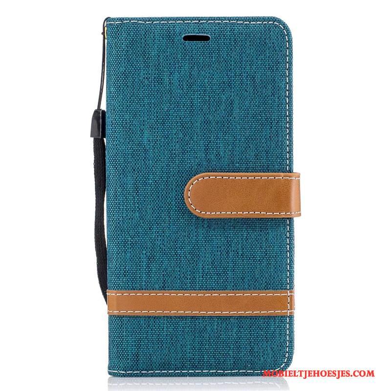 Lg K8 2017 Hoesje Hoes Denim Folio Blauw Mobiele Telefoon Portemonnee Bescherming