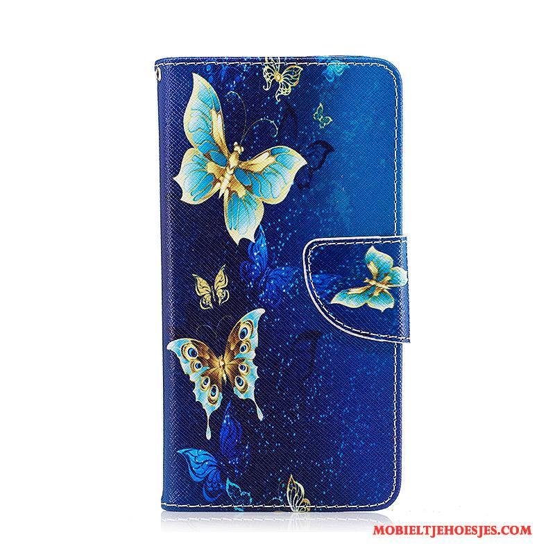 Lg K8 2017 Leren Etui Hoesje Telefoon Geschilderd Blauw Bescherming Folio