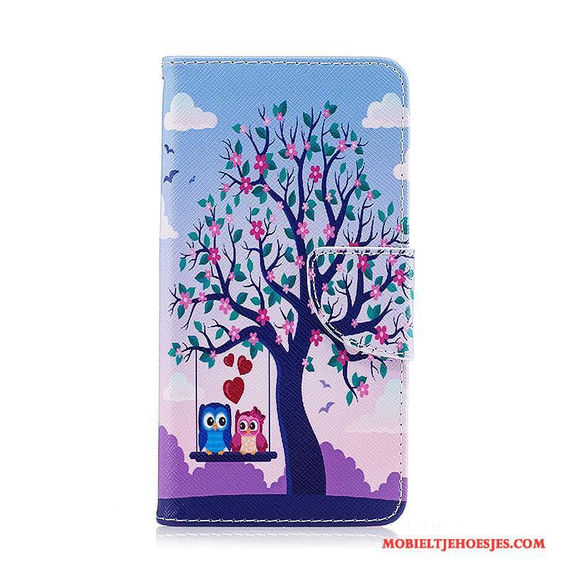 Lg K8 2017 Leren Etui Hoesje Telefoon Geschilderd Blauw Bescherming Folio