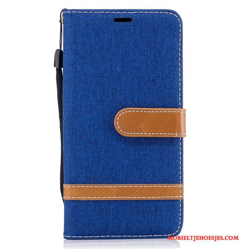 Lg K8 Leren Etui Folio Rood Hoes Hoesje Bescherming Denim