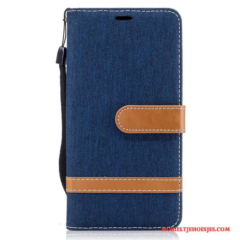 Lg K8 Leren Etui Folio Rood Hoes Hoesje Bescherming Denim