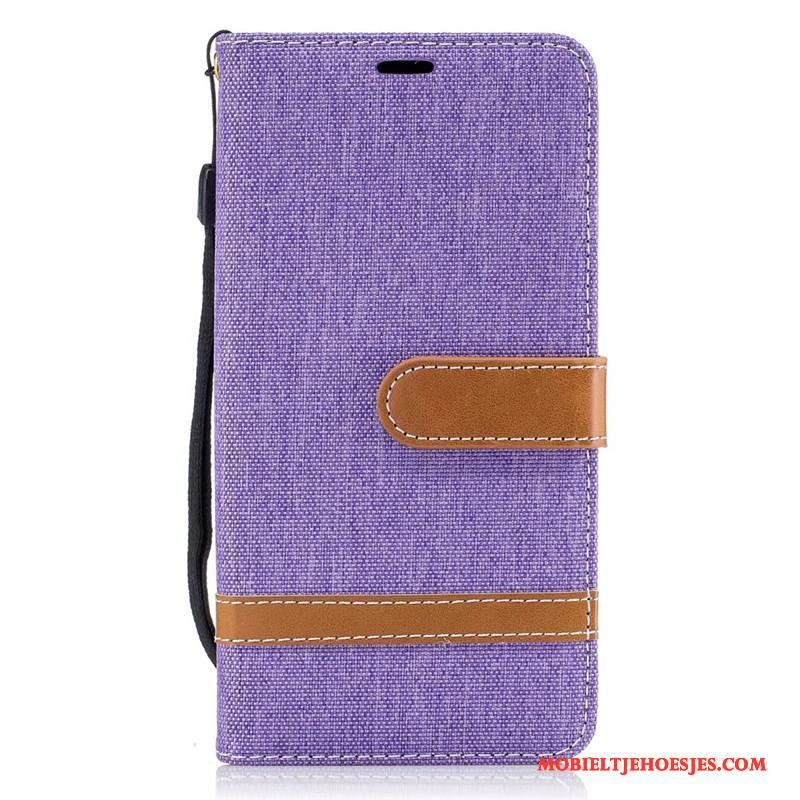 Lg K8 Leren Etui Folio Rood Hoes Hoesje Bescherming Denim