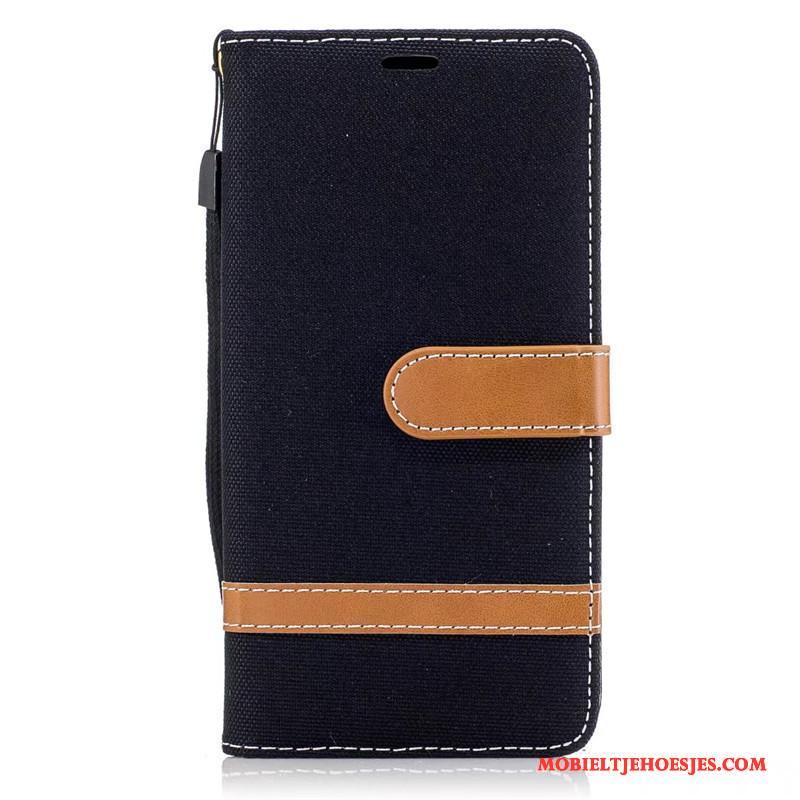 Lg K8 Leren Etui Folio Rood Hoes Hoesje Bescherming Denim