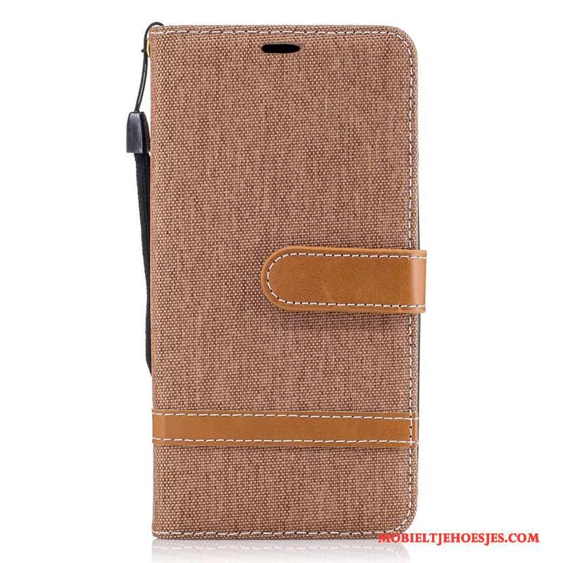 Lg K8 Leren Etui Folio Rood Hoes Hoesje Bescherming Denim