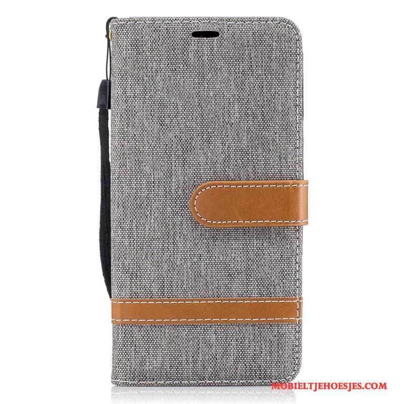 Lg K8 Leren Etui Folio Rood Hoes Hoesje Bescherming Denim