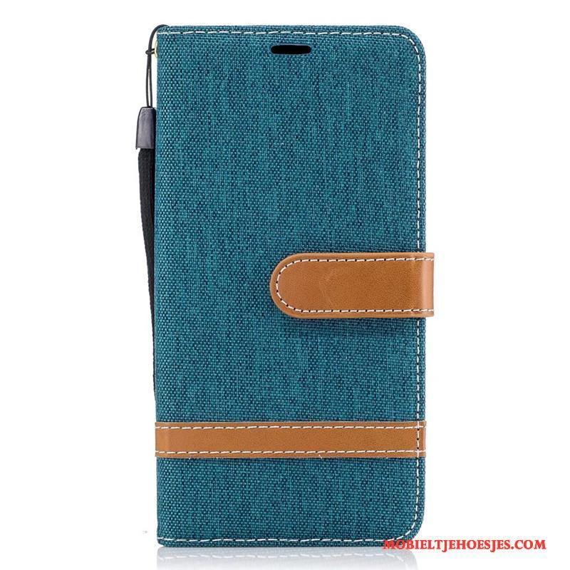 Lg K8 Leren Etui Folio Rood Hoes Hoesje Bescherming Denim