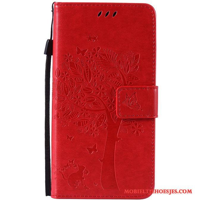 Lg Nexus 5x Hoesje Telefoon Leren Etui Clamshell Siliconen Rood Bescherming