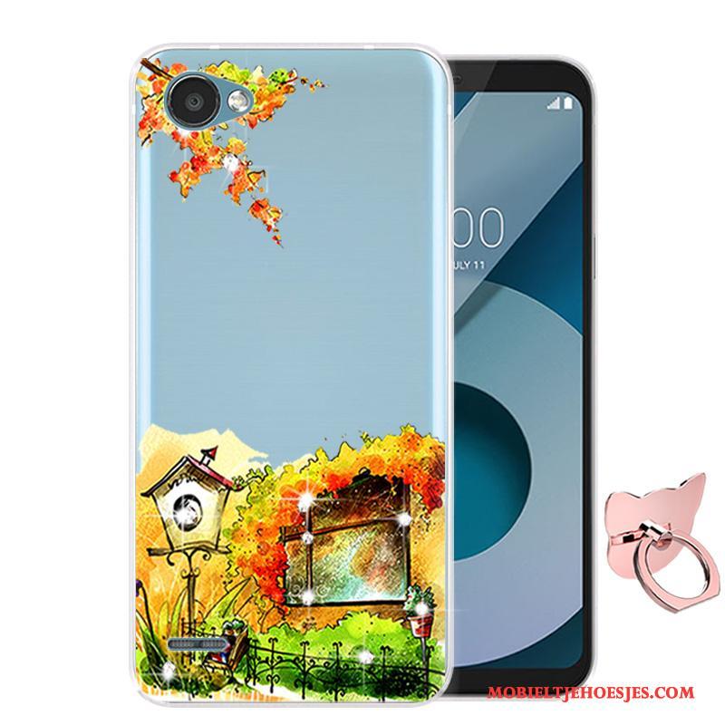 Lg Q6 Anti-fall Zacht Siliconen Spotprent Blauw Hoesje Mobiele Telefoon