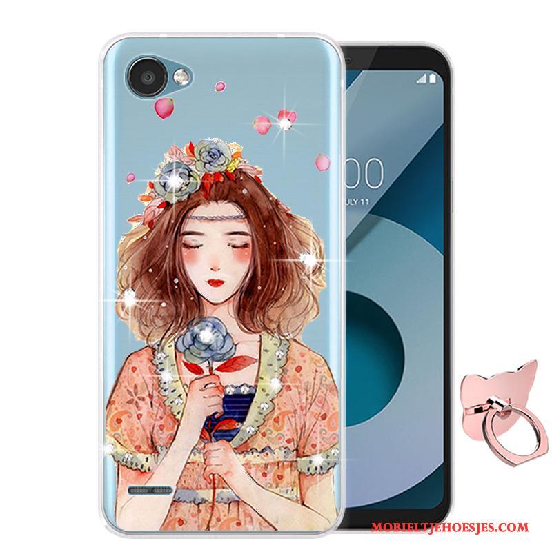 Lg Q6 Anti-fall Zacht Siliconen Spotprent Blauw Hoesje Mobiele Telefoon