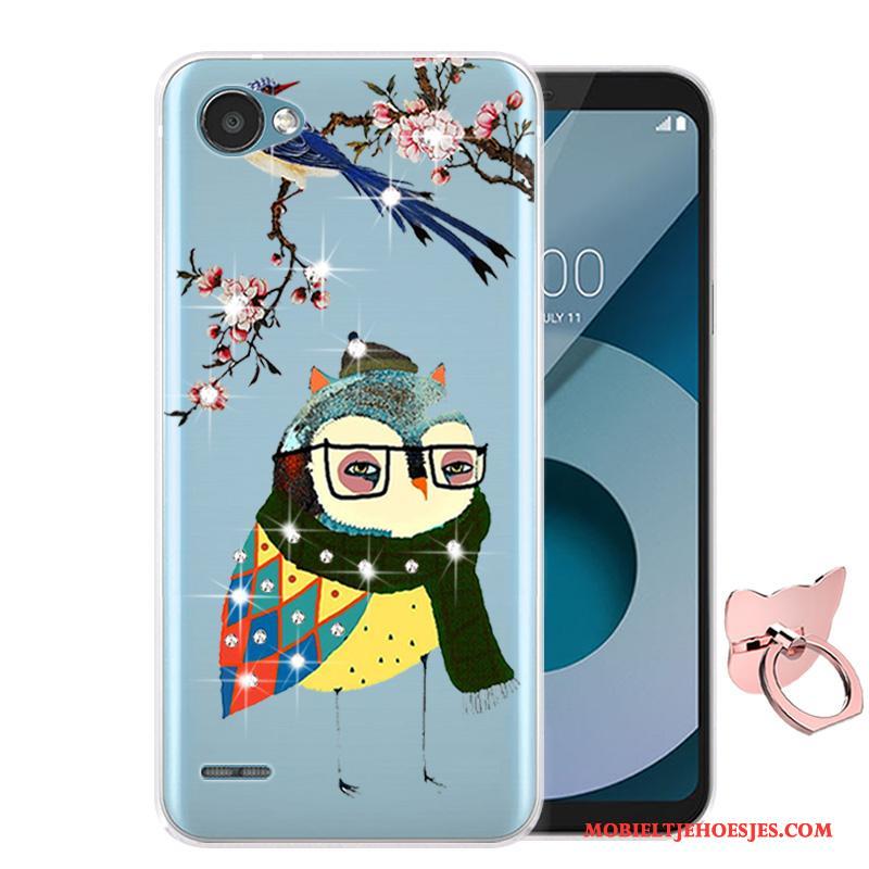 Lg Q6 Anti-fall Zacht Siliconen Spotprent Blauw Hoesje Mobiele Telefoon