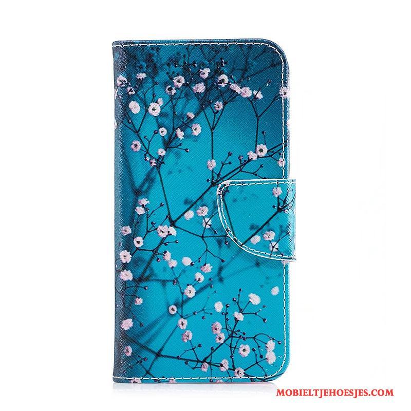 Lg Q6 Folio Geschilderd Hoes Blauw Hoesje Telefoon Leren Etui Bescherming