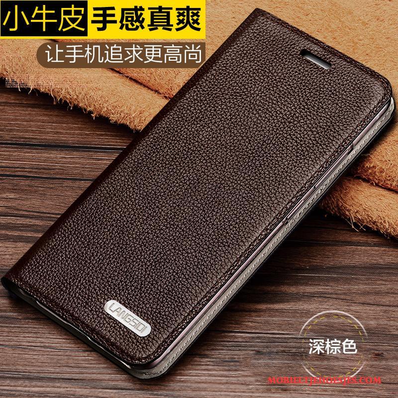 Lg V20 Echt Leer Hoesje Telefoon Anti-fall Leren Etui Zacht Leer Clamshell Purper