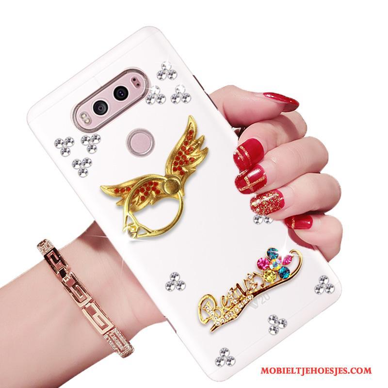 Lg V20 Hoes Met Strass Hoesje Telefoon Zacht All Inclusive Anti-fall Wit