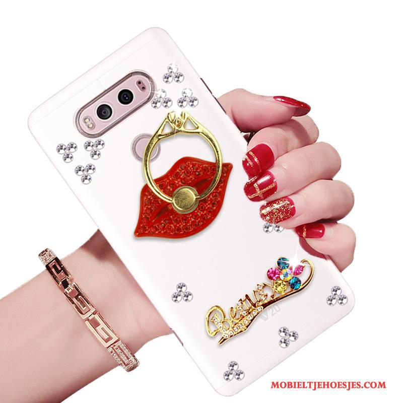 Lg V20 Hoes Met Strass Hoesje Telefoon Zacht All Inclusive Anti-fall Wit