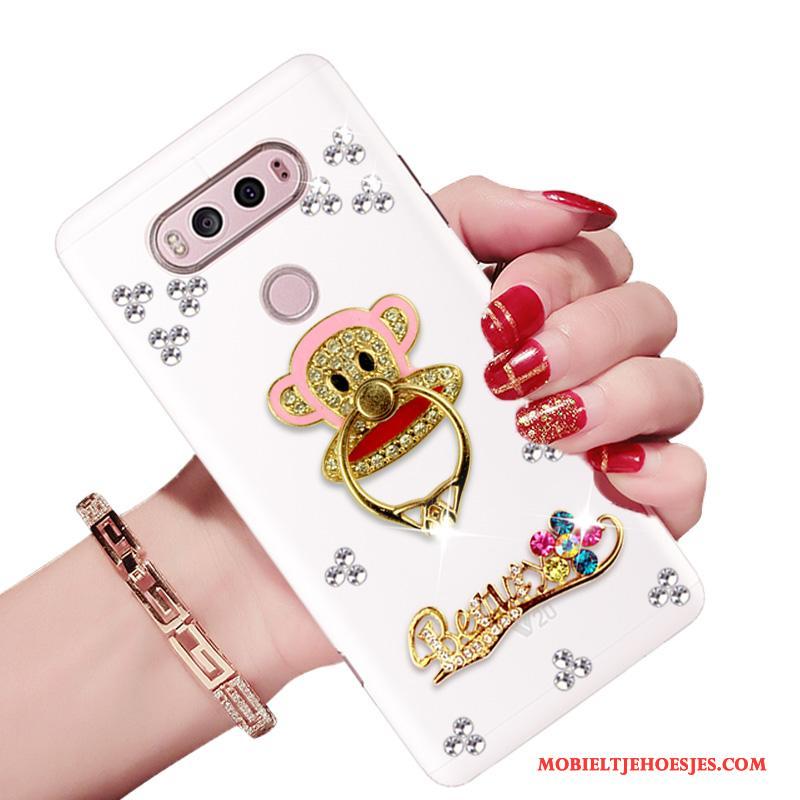 Lg V20 Hoes Met Strass Hoesje Telefoon Zacht All Inclusive Anti-fall Wit