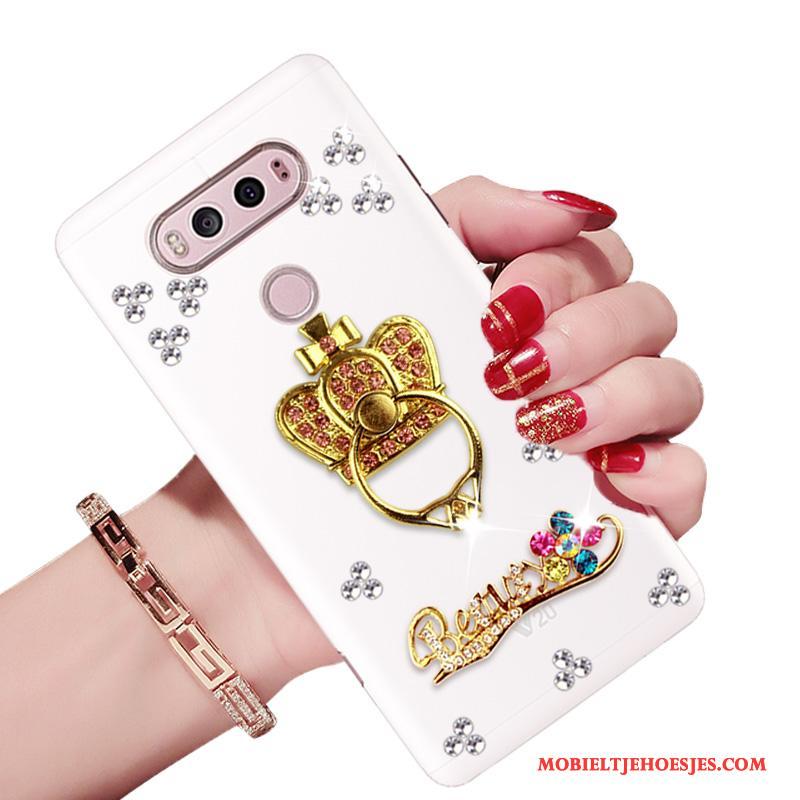 Lg V20 Hoes Met Strass Hoesje Telefoon Zacht All Inclusive Anti-fall Wit