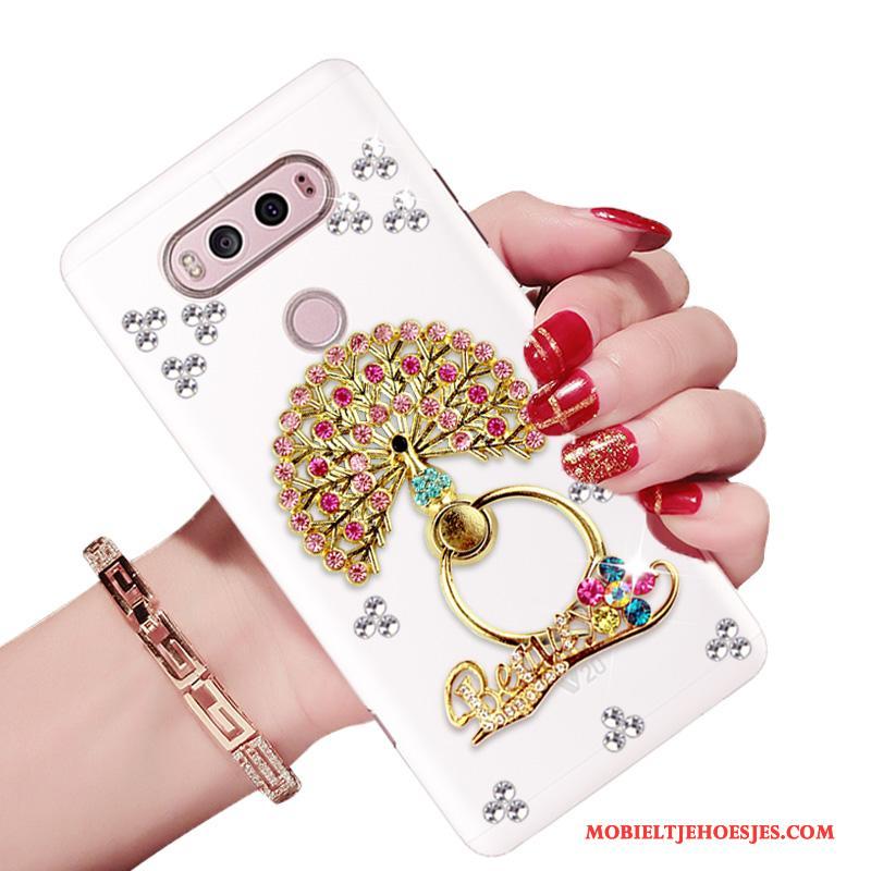 Lg V20 Hoes Met Strass Hoesje Telefoon Zacht All Inclusive Anti-fall Wit