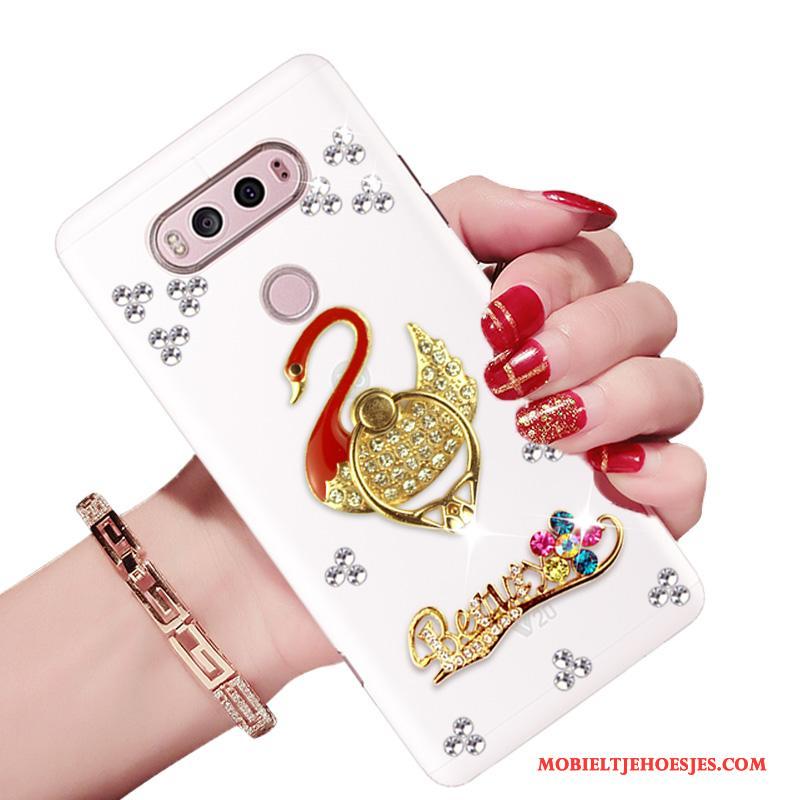 Lg V20 Hoes Met Strass Hoesje Telefoon Zacht All Inclusive Anti-fall Wit