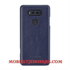 Lg V20 Hoesje Bescherming Antislip Echt Leer Mobiele Telefoon Groen Anti-fall Hoes