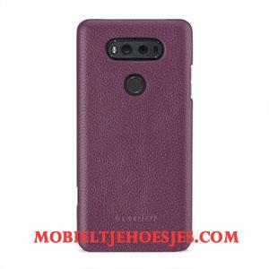 Lg V20 Hoesje Bescherming Antislip Echt Leer Mobiele Telefoon Groen Anti-fall Hoes