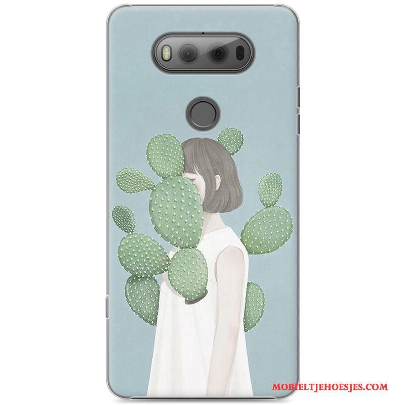 Lg V20 Hoesje Kunst Geschilderd Groen Bescherming Mini Vers