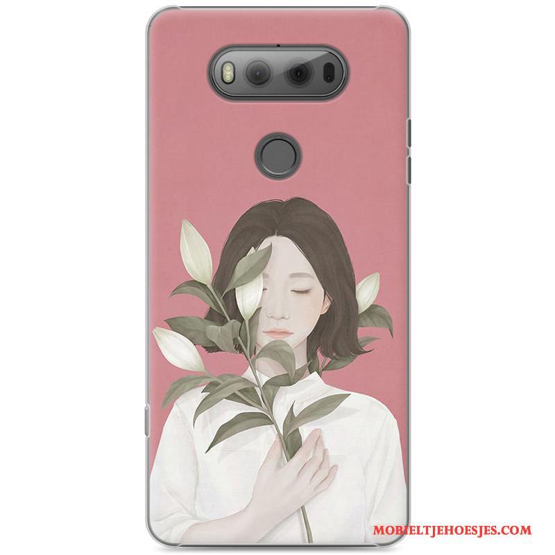 Lg V20 Hoesje Kunst Geschilderd Groen Bescherming Mini Vers