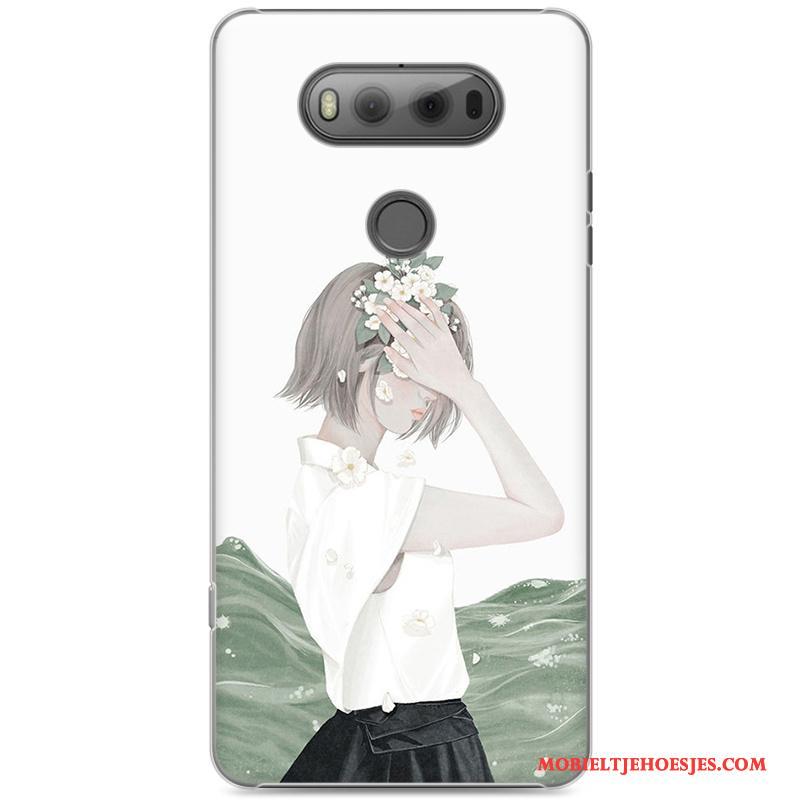 Lg V20 Hoesje Kunst Geschilderd Groen Bescherming Mini Vers