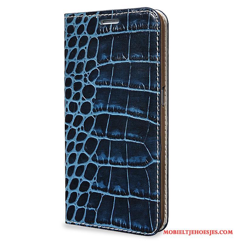 Lg V20 Leren Etui Echt Leer Bescherming Hoesje Telefoon Clamshell Anti-fall Blauw