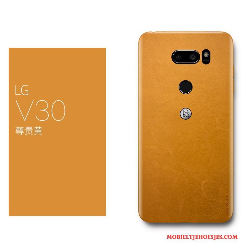 Lg V30 All Inclusive Rood Luxe Echt Leer Scheppend Hoesje Telefoon Bescherming