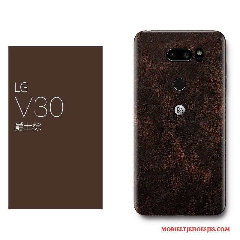 Lg V30 All Inclusive Rood Luxe Echt Leer Scheppend Hoesje Telefoon Bescherming