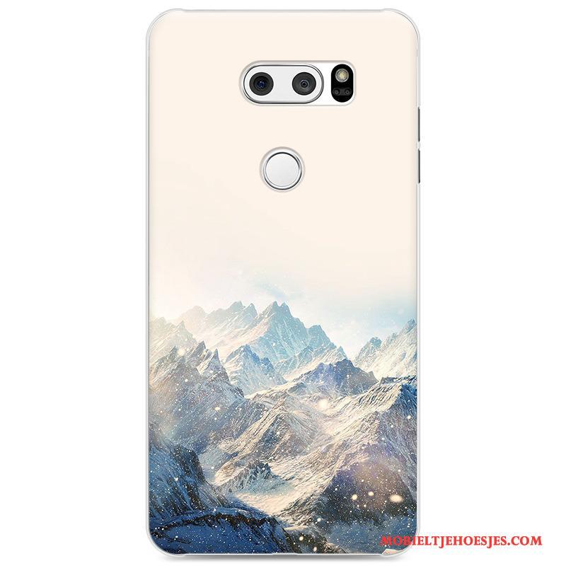 Lg V30 Hard Hoesje Telefoon Blauw Bescherming Nieuw Spotprent Geschilderd