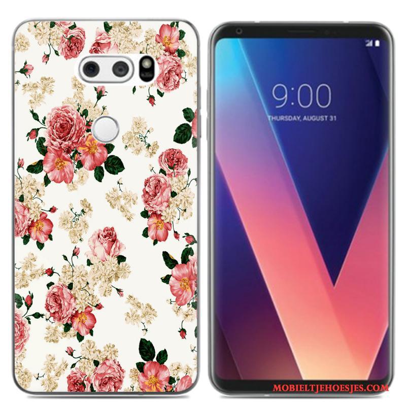 Lg V30 Hoes Pu Olieverfschilderij Hoesje Telefoon Mini Vers Zacht