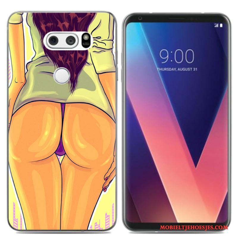 Lg V30 Hoes Pu Olieverfschilderij Hoesje Telefoon Mini Vers Zacht