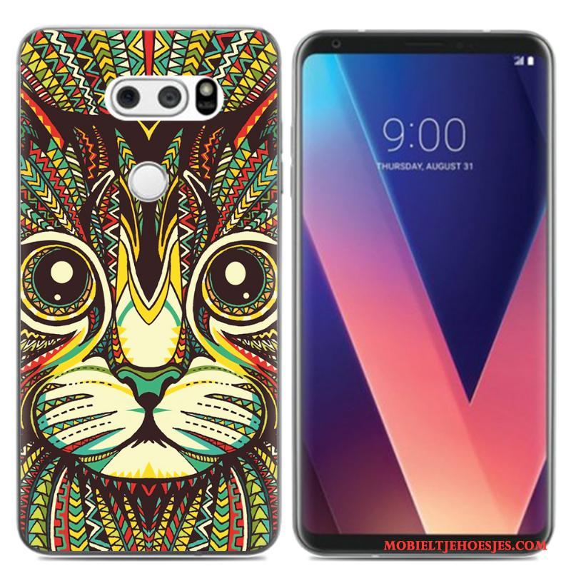 Lg V30 Hoes Pu Olieverfschilderij Hoesje Telefoon Mini Vers Zacht