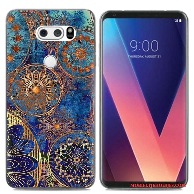 Lg V30 Hoes Pu Olieverfschilderij Hoesje Telefoon Mini Vers Zacht