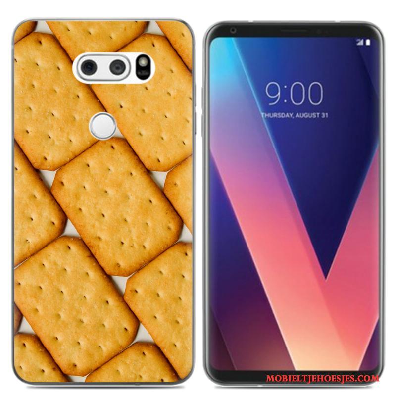 Lg V30 Hoes Pu Olieverfschilderij Hoesje Telefoon Mini Vers Zacht