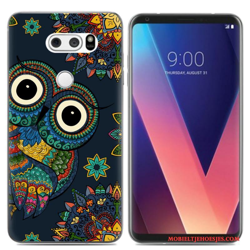 Lg V30 Hoes Pu Olieverfschilderij Hoesje Telefoon Mini Vers Zacht