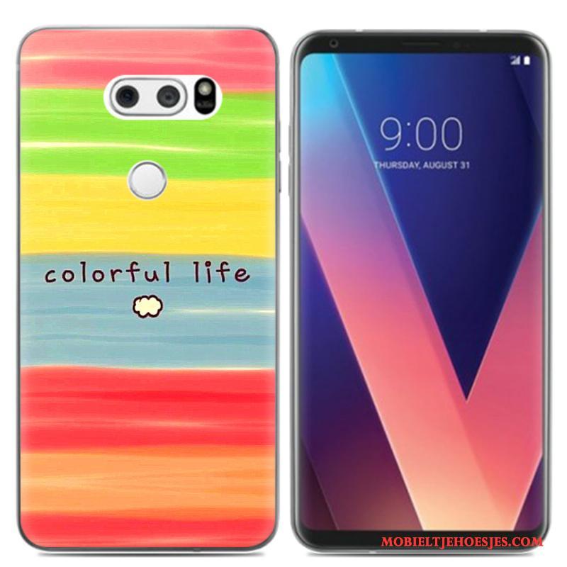 Lg V30 Hoes Pu Olieverfschilderij Hoesje Telefoon Mini Vers Zacht